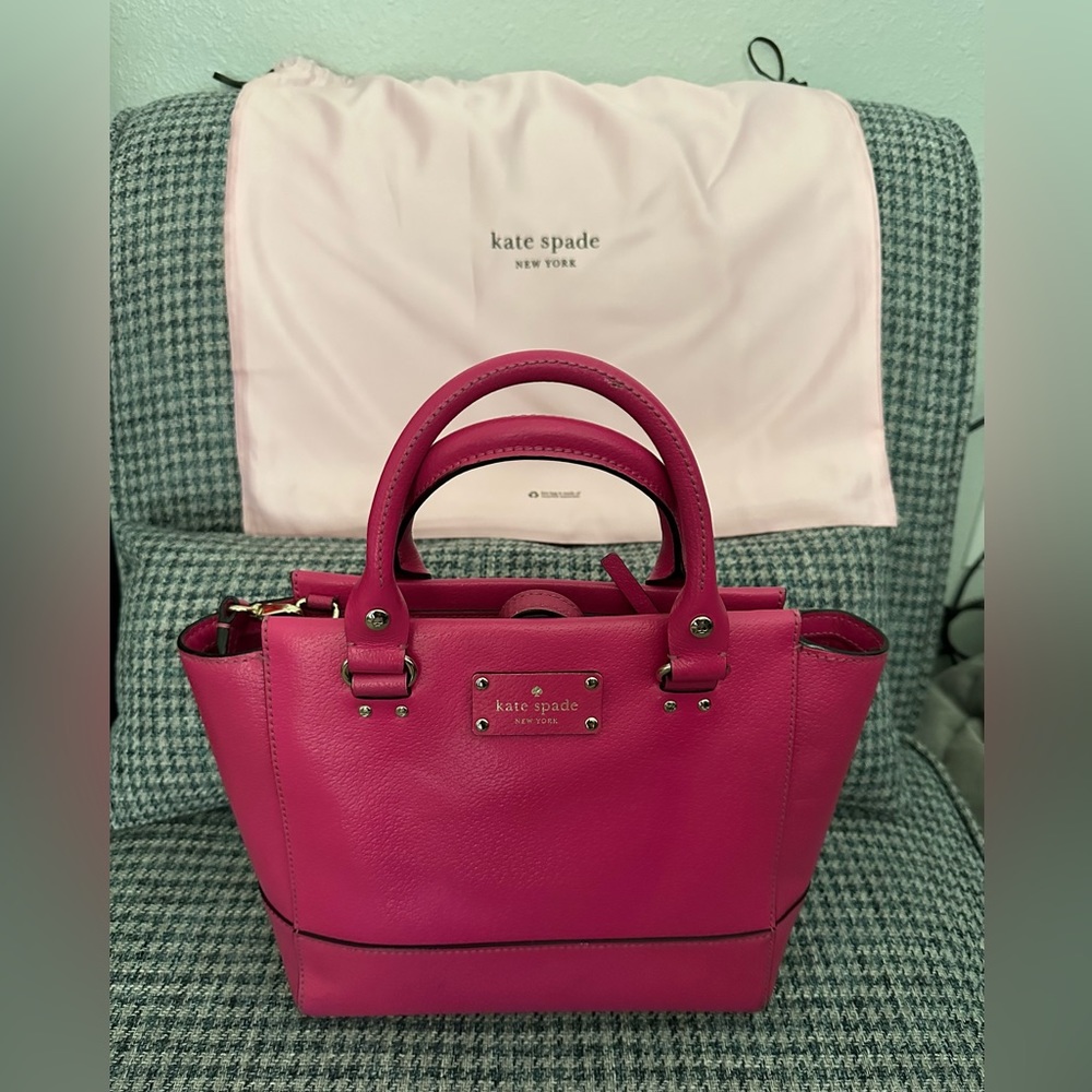 Kate Spade Wellesley Small Camryn Hot Pink Leather Satchel Purse Handbag